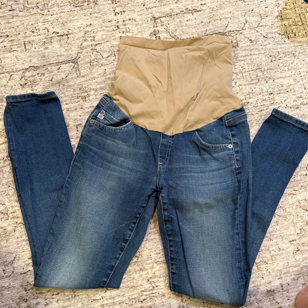 AG Adriano Goldschmied Maternity Jeans 27R Full Panel Medium Wash Skinny Stretch